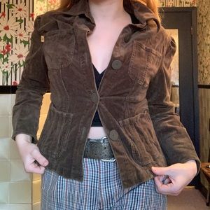Dark/army green/brown corduroy jacket outerwear buttonup comfortable lightweight